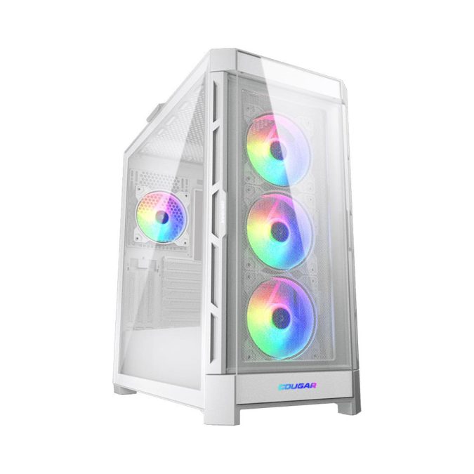 Компьютерный корпус, Cougar, Duoface Pro RGB (White) CGR-5AD1W-RGB, CEB/ATX/Micro ATX/Mini ITX, USB 1*Type C/2*3.0/1*2.0, HD-Audio+Mic, Кулер 3*12см ARGB/1*13см ARGB, Высота процессорного кулера до 190 мм, Длина VGA до 390мм, 2*3.5"/2*2.5", Толщина 0,6мм, 496x240x465мм, Без Б/П, Белый
