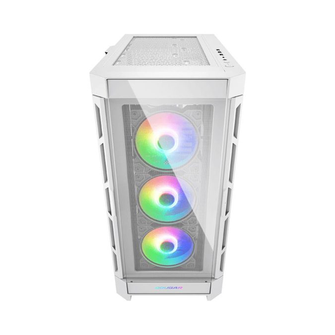 Компьютерный корпус, Cougar, Duoface Pro RGB (White) CGR-5AD1W-RGB, CEB/ATX/Micro ATX/Mini ITX, USB 1*Type C/2*3.0/1*2.0, HD-Audio+Mic, Кулер 3*12см ARGB/1*13см ARGB, Высота процессорного кулера до 190 мм, Длина VGA до 390мм, 2*3.5"/2*2.5", Толщина 0,6мм, 496x240x465мм, Без Б/П, Белый
