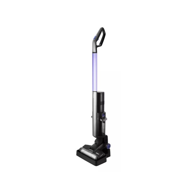 Беспроводной вертикальный пылесос, Kitfort, КТ-598, Влажная и сухая уборка, Контейнер, Пылесборник 0.35л, Емкость аккумулятора 2500 мА*ч, Уровень шума 84 дБ, Время работы от аккумулятора 25 мин, Мощность 215 Вт, Черный/фиолетовый