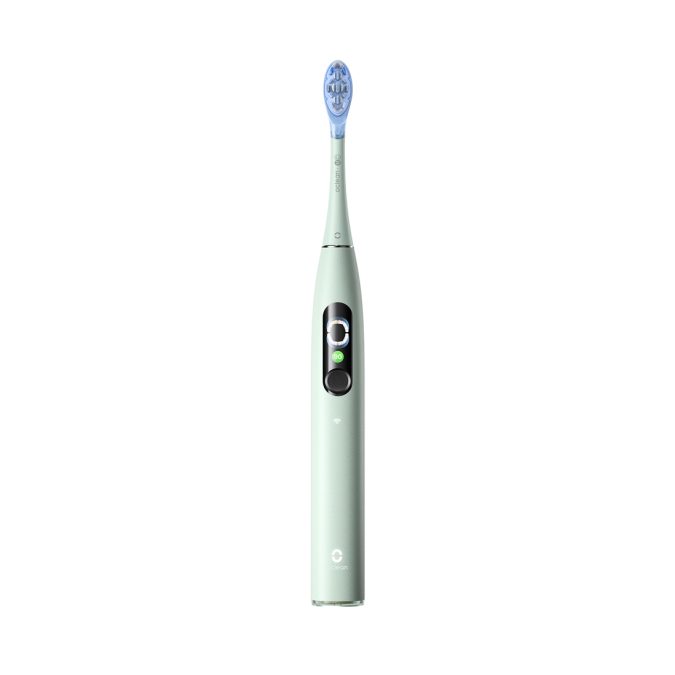 Зубная электрощетка, Oclean, X Ultra S Green, C01000439/C01000546, Бесщеточный двигатель – 84 000 об/мин, Низкий уровень шума до 45 Дб., Wi-Fi и Bluetooth, Приложение Oclean Care+ и Apple Health, Нанопокрытие устойчивое к плесени, IPX7, До 40 дней автономной работы, Полная зарядка за 4,5 часа, Чехол с функцией зарядки, Зеленый