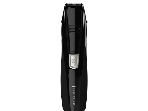 Триммер, Remington, PG180, 6 установок длины стрижки, 4 насадки, Длина стрижки 0.5-5 мм, Ползунковое управление, Самозатачивающиеся ножи, Влажная очистка, Лезвия не требуют смазки, Батарейки в комплекте, Черный