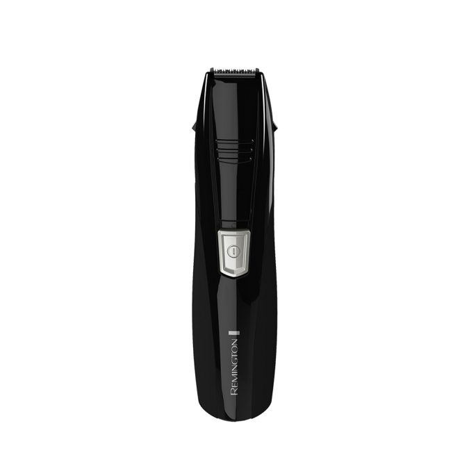 Триммер, Remington, PG180, 6 установок длины стрижки, 4 насадки, Длина стрижки 0.5-5 мм, Ползунковое управление, Самозатачивающиеся ножи, Влажная очистка, Лезвия не требуют смазки, Батарейки в комплекте, Черный