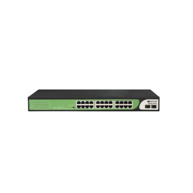 Коммутатор, BDCOM, S1500-24T2S, Неуправляемый, 24 порта 10/100/1000M RJ45, 2 порта 1000М SFP, Стоечный