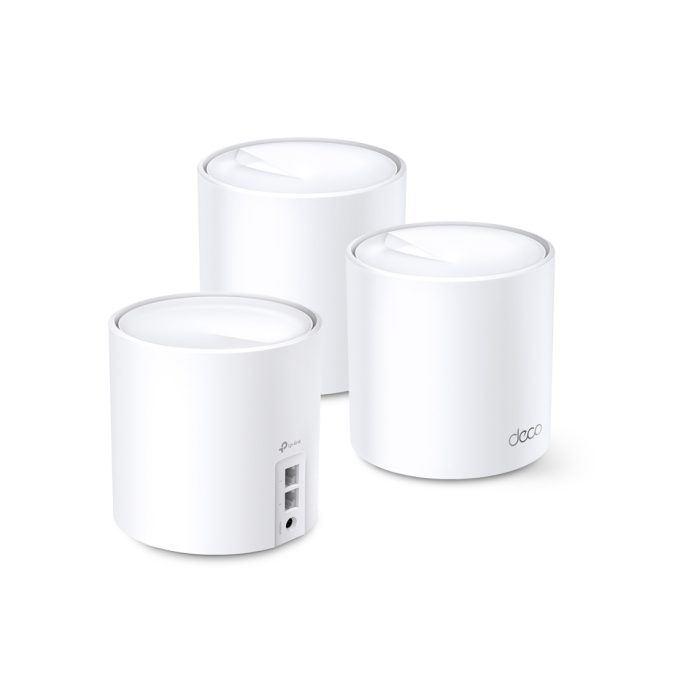 Беспроводная MESH-система Wi-Fi, TP-Link, Deco X10(3-pack), Wi-Fi 6, 802.11a/b/g/n/ac/ax, 2,4 ГГц/5 ГГц, AX1500, 2 гигабитных порта WAN или LAN (на каждом устройстве), 3 модуля
