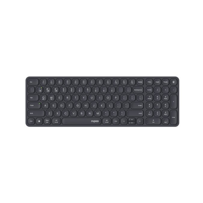 Клавиатура, Rapoo, E9310M, Ультра-тонкая, Беспроводная 2.4ГГц, Bluetooth3.0, Bluetooth 4.0, Кол-во стандартных клавиш 104, Батарейки в комплекте, Анг/Рус, Алюминий, Серый