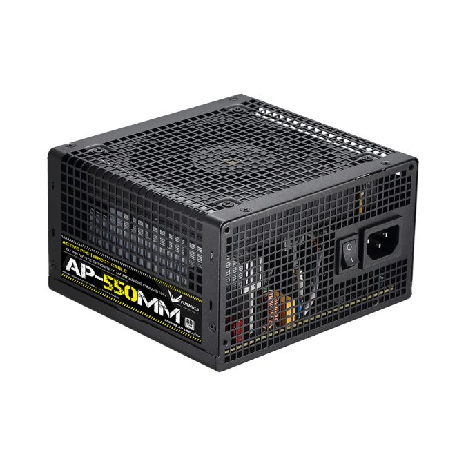 Блок питания, Formula V, AP-550MM, 550W, ATX, APFC, 20+4 pin, 4+4pin, 6*Sata, 2*Molex, 1*PCI-E 6+2 pin, Вентилятор 12см, Кабель питания, Чёрный