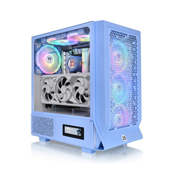 Компьютерный корпус, Thermaltake, Ceres 330 TG ARGB Hydrangea Blue, CA-1Y2-00MFWN-00, Mid-tower, Mini-ITX/M-ATX/ATX/E-ATX, USB 3.0*2, USB 3.2 (Gen 2) Type-C*1, HD Audio/Mic, 2*140мм CT140 ARGB white fan/1*140мм CT140 white fan, Высота процессорного куллера 185мм, Длина VGA до 370мм, 1*3,5"/3*2,5", Сталь, 4мм Закаленное стекло, 475*245*463 мм, Без Б/П, Голубой