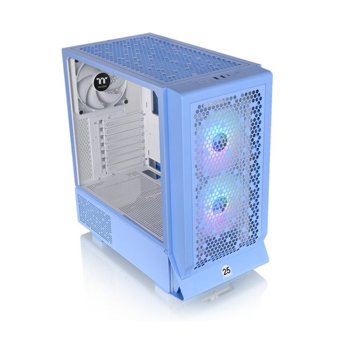 Компьютерный корпус, Thermaltake, Ceres 330 TG ARGB Hydrangea Blue, CA-1Y2-00MFWN-00, Mid-tower, Mini-ITX/M-ATX/ATX/E-ATX, USB 3.0*2, USB 3.2 (Gen 2) Type-C*1, HD Audio/Mic, 2*140мм CT140 ARGB white fan/1*140мм CT140 white fan, Высота процессорного куллера 185мм, Длина VGA до 370мм, 1*3,5"/3*2,5", Сталь, 4мм Закаленное стекло, 475*245*463 мм, Без Б/П, Голубой