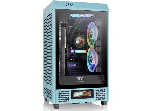 Компьютерный корпус, Thermaltake, The Tower 200, CA-1X9-00SBWN-00, Mini Tower, Mini-ITX, USB 3.0*2/Type C*1, HD-Audio+Mic, Кулер 2*140 мм, Высота процессорного кулера до 200 мм, Длина VGA до 380 мм, 2*3,5"/2*2,5", Сталь, 3мм Закаленное стекло*1, 280*300*537мм, Без Б/П, Бирюзовый