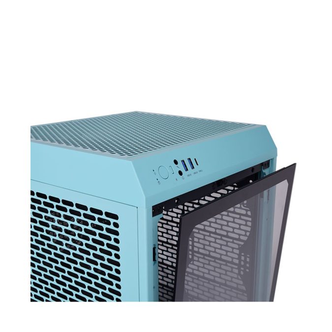Компьютерный корпус, Thermaltake, The Tower 200, CA-1X9-00SBWN-00, Mini Tower, Mini-ITX, USB 3.0*2/Type C*1, HD-Audio+Mic, Кулер 2*140 мм, Высота процессорного кулера до 200 мм, Длина VGA до 380 мм, 2*3,5"/2*2,5", Сталь, 3мм Закаленное стекло*1, 280*300*537мм, Без Б/П, Бирюзовый