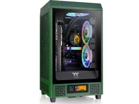Компьютерный корпус, Thermaltake, The Tower 200 Racing Green, CA-1X9-00SCWN-00, Mini Tower, Mini-ITX, USB 3.0*2/Type C*1, HD-Audio+Mic, Кулер 2*140 мм, Высота процессорного кулера до 200 мм, Длина VGA до 380 мм, 2*3,5"/2*2,5", Сталь, 3мм Закаленное стекло*1, 280*300*537мм, Без Б/П, Зеленый