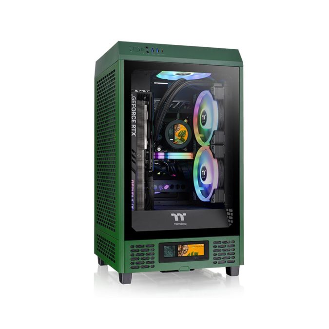 Компьютерный корпус, Thermaltake, The Tower 200 Racing Green, CA-1X9-00SCWN-00, Mini Tower, Mini-ITX, USB 3.0*2/Type C*1, HD-Audio+Mic, Кулер 2*140 мм, Высота процессорного кулера до 200 мм, Длина VGA до 380 мм, 2*3,5"/2*2,5", Сталь, 3мм Закаленное стекло*1, 280*300*537мм, Без Б/П, Зеленый