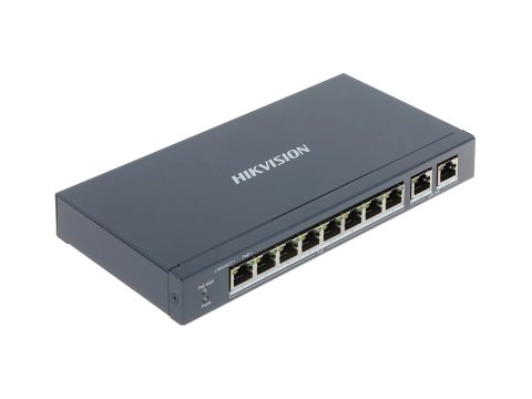 Коммутатор, Hikvision, DS-3E0310P-E/M, Неуправляемый, 8 x 10/100 Mbps, РоЕ 802.3af/at 60W, 2 x Gigabit RJ45, Настольный, Long Range Ports 1 to 8: up to 300 m.