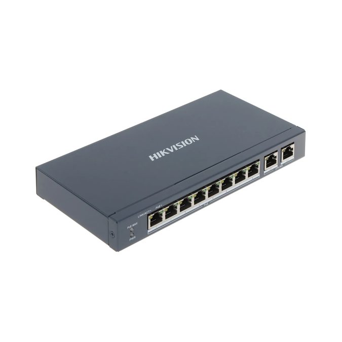 Коммутатор, Hikvision, DS-3E0310P-E/M, Неуправляемый, 8 x 10/100 Mbps, РоЕ 802.3af/at 60W, 2 x Gigabit RJ45, Настольный, Long Range Ports 1 to 8: up to 300 m.