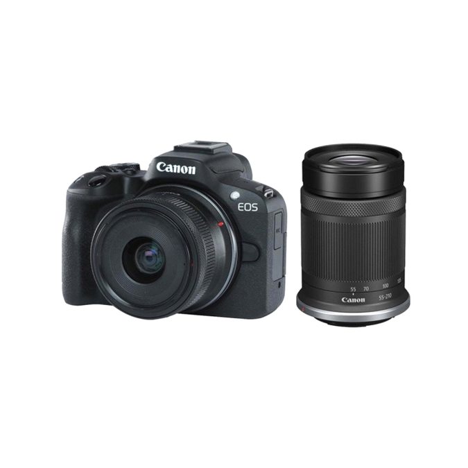 Цифровой фотоаппарат, CANON, EOS R50, + RF-S 18-45 mm IS STM, + RF-S 55-210 mm IS STM, Black, 5811C034