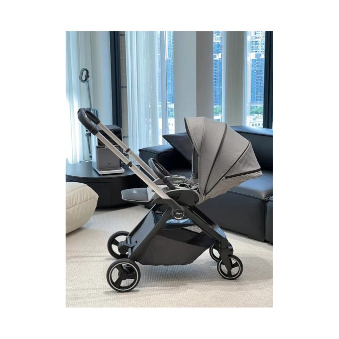 Детская коляска, Qborn, Kunpeng, Two-way lightweight high landscape stroller, Прогулочная, Складная конструкция, Регулировка высоты ручки, Максимальная нагрузка 22 кг, Серый