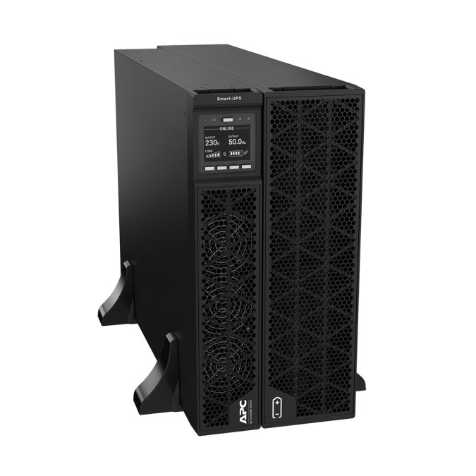 Источник бесперебойного питания, APC, Smart-UPS SRTG10KXLI, Комплект: SRTG10KXLI-PM-1шт, SRTG192XLBP4-1шт, Онлайн, Мощность 10000ВА/10000Вт, Стоечный 5U, 230В, Вых: 2x IEC C13+1x IEC C19+клеммная колодка, APCRBC174, Network Card, W/O rail kit, Чёрный