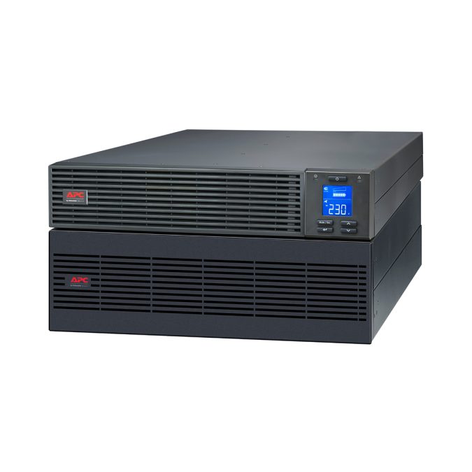Источник бесперебойного питания, APC, Easy UPS SRV10KRILRK, Комплект: SRVPM10KRIL-1шт, SRVRK1-1шт, SRV240RLBP9A-1шт, SRVRK2-1шт, Онлайн, Мощность 10000ВА/10000Вт, Стоечный 5U, 230В, Вых: клеммная колодка, Intelligent Card Slot, LCD, Extended Runtime, W/ Rail Kit, Чёрный