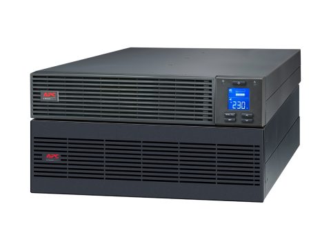 Источник бесперебойного питания, APC, Easy UPS SRV6KRILRK, Комплект: SRVPM6KRIL-1шт, SRVRK1-1шт, SRV240RLBP-9A-1шт, SRVRK2-1шт, Онлайн, Мощность 6000ВА/6000Вт, Стоечный 5U, 230В, Вых: клеммная колодка, Intelligent Card Slot, LCD, Extended Runtime, W/ Rail Kit, Чёрный