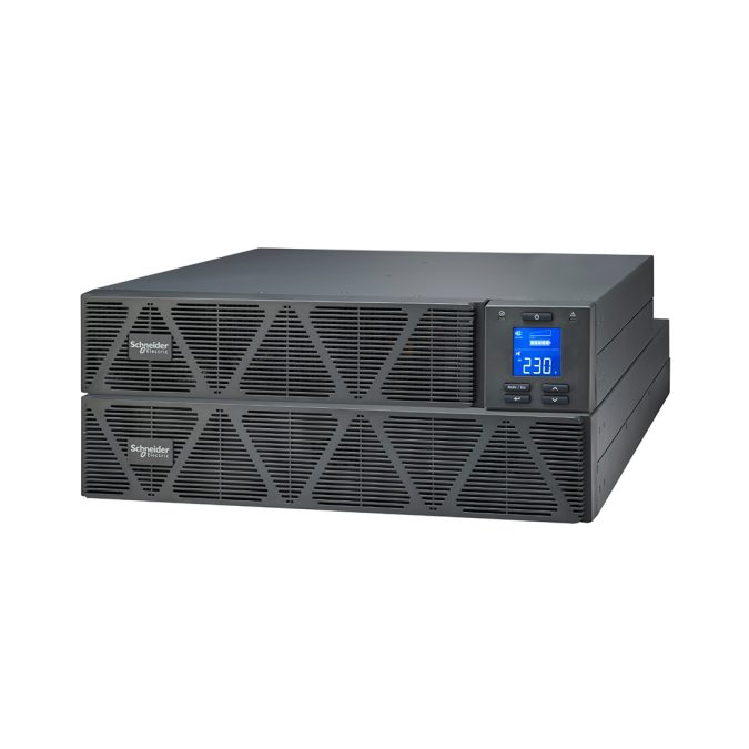 Источник бесперебойного питания, Schneider Electric, Easy UPS SRVS3KRILRK, Комплект: SRVSPM3KRIL-1шт, SRVS72RLBP-9A-1шт, SRVSRK1- 2шт, Онлайн, Мощность 3000ВА/2400Вт, Стоечный 4U, 230В, Вых: 6x IEC C13, 1 x IEC C19, Intelligent Card Slot, LCD, Extended Runtime, W/ Rail Kit, Чёрный
