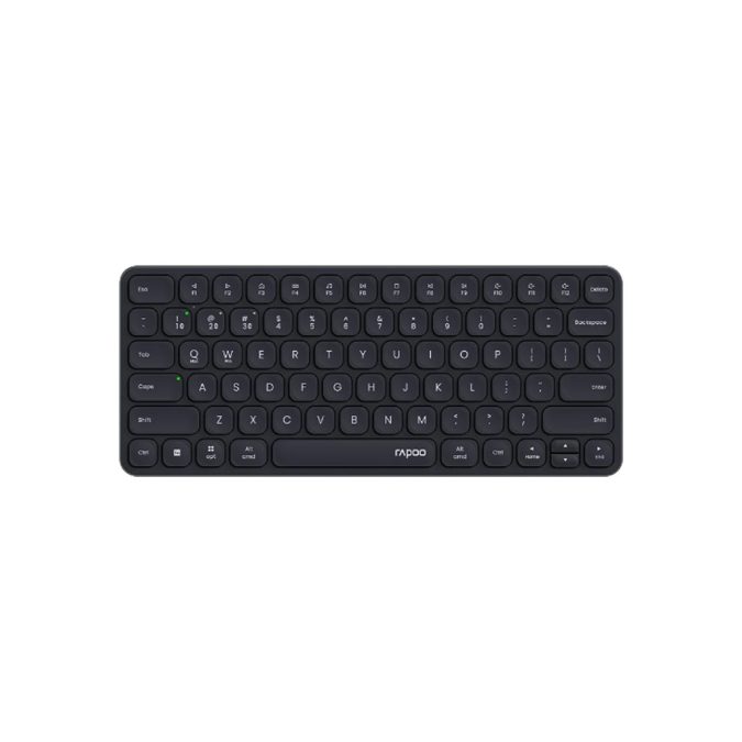 Клавиатура, Rapoo, E9050L, Ультра-тонкая, Беспроводная 2.4ГГц, Bluetooth, Кол-во стандартных клавиш 78, Батарейки в комплекте, Анг/Рус, Алюминий, Чёрный
