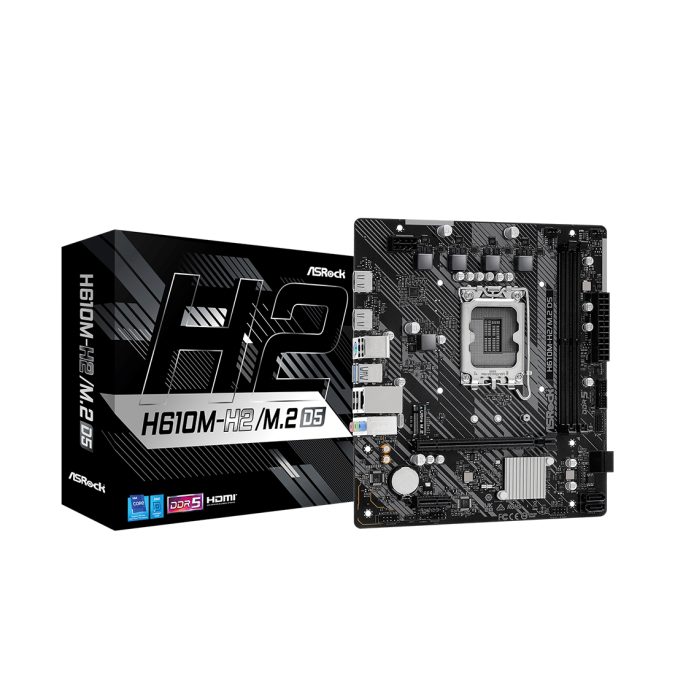 Материнская плата, ASRock, H610M-H2/M.2 D5 (4710483943775), LGA1700, iH610, 2xDDR5 4800/5600, 4xSATA3, 1xM.2 (PCI-E 3.0x4), 2xHDMI, 1xPCI-Ex16, 1xPCI-Ex1, mATX