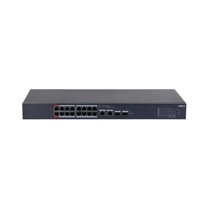 Коммутатор, Dahua, DH-CS4218-16ET-135, Управляемый, 16 портов 10/100M (PoE 802.3af/at/Hi-PoE,110W), 2 порта 10/100/1000M RJ-45/SFP (combo)