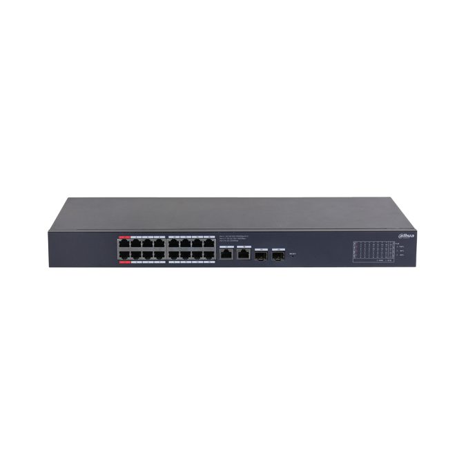 Коммутатор, Dahua, DH-CS4220-16GT-240, Управляемый, 16 портов 10/100/1000M (PoE 802.3af/at/Hi-PoE,240W), 2 порта 10/100/1000M RJ-45, 2 порта 10/100/1000M SFP