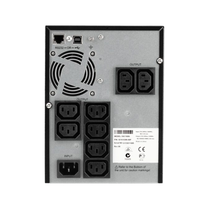 Источник бесперебойного питания, Eaton, 5SC1000i, Напольный, Мощность 1000ВА/700Вт, Диапазон работы AVR: 184-276В, Бат.: 12В/9 Ач*2шт., Чистая синусоида, 8 вых.: 8 IEC C13 (10A), Smart, USB-B, RS232, SNMP слот, LCD, ABM, Цвет Чёрный