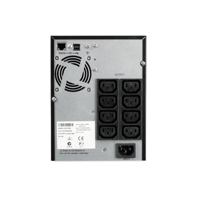 Источник бесперебойного питания, Eaton, 5SC1500i, Напольный, Мощность 1500ВА/1050Вт, Диапазон работы AVR: 184-276В, Бат.: 12В/9 Ач*3шт., Чистая синусоида, 8 вых.: 8 IEC C13 (10A), Smart, USB-B, RS232, SNMP слот, LCD, ABM, Цвет Чёрный