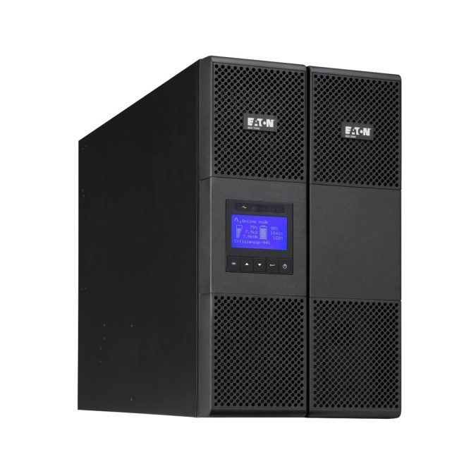 Источник бесперебойного питания, Eaton, 9SX11KiRT, Комплект: 9SX11KiRT - 1шт, 9SXEBM240 - 1шт, рельсы 2шт, Онлайн, Стоечный 19" 6U, Мощность 11000ВА/10000Вт, Диапазон работы AVR: 176-276В (с возможностью регулировки до 100-276В), Бат.: 12В/7 Ач*20шт., Чистая синусоида, клемная колодка, Smart, USB-B, RS232, SNMP слот, LCD, ABM, Цвет Чёрный
