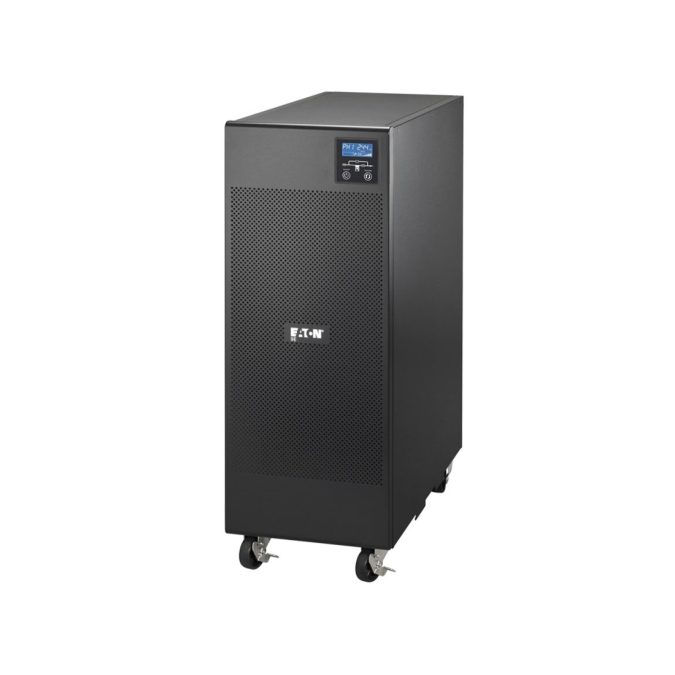 Источник бесперебойного питания, Eaton, 9E10Ki, Онлайн, Напольный, Фазы: 1:1 / 3:1, Мощность 10000ВА/8000Вт, Диапазон работы AVR: 176-276В (с возможностью регулировки до 100-276В), Бат.: 12В/9 Ач*20шт., Чистая синусоида, Клемная колодка, Smart, USB-B, RS232, SNMP слот, LCD, ABM, Цвет Чёрный