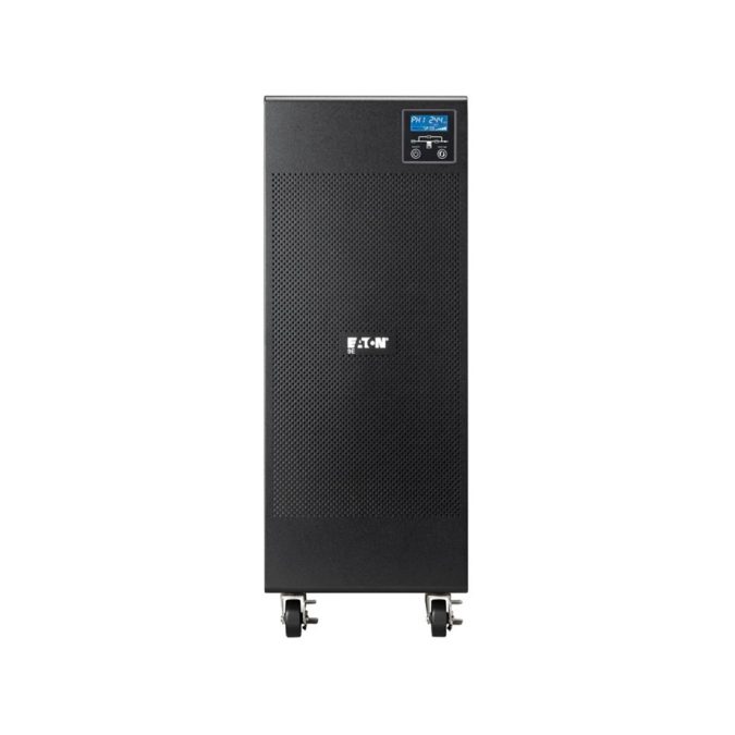 Источник бесперебойного питания, Eaton, 9E10Ki, Онлайн, Напольный, Фазы: 1:1 / 3:1, Мощность 10000ВА/8000Вт, Диапазон работы AVR: 176-276В (с возможностью регулировки до 100-276В), Бат.: 12В/9 Ач*20шт., Чистая синусоида, Клемная колодка, Smart, USB-B, RS232, SNMP слот, LCD, ABM, Цвет Чёрный