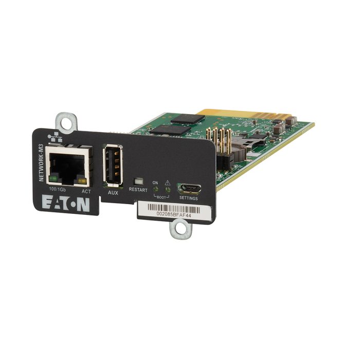 SNMP-карта, Eaton, Network-M3, Внутренняя установка, Разъём RJ-45 10/100/1000M, Поддержка шифрования: HTTPS1.1, MQTTS, TLS1.2, SNMPv1/v2c/v3, NTP, SMTPS, BOOTP/DHCP, CLI, SSH, ARP and Syslog, Аутентификация: IPv4/v6, TLSv1.2, HTTP(S)v1.1, NTP, SMTP(S), BOOTP/DHCP, SSH, SysLog(S), LDAP, AD, RADIUS Многоязычный пользовательский интерфейс
