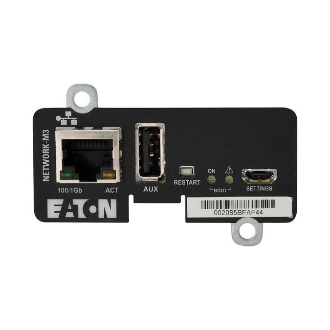 SNMP-карта, Eaton, Network-M3, Внутренняя установка, Разъём RJ-45 10/100/1000M, Поддержка шифрования: HTTPS1.1, MQTTS, TLS1.2, SNMPv1/v2c/v3, NTP, SMTPS, BOOTP/DHCP, CLI, SSH, ARP and Syslog, Аутентификация: IPv4/v6, TLSv1.2, HTTP(S)v1.1, NTP, SMTP(S), BOOTP/DHCP, SSH, SysLog(S), LDAP, AD, RADIUS Многоязычный пользовательский интерфейс