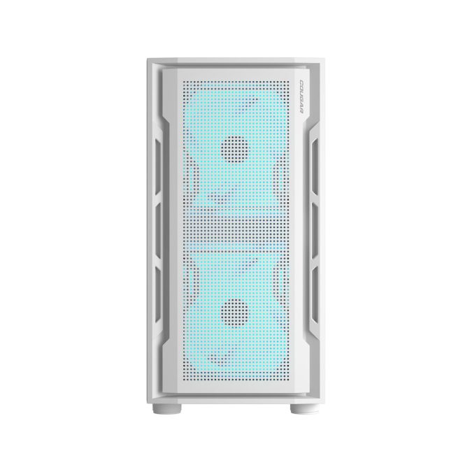 Компьютерный корпус, Cougar, Uniface Mini RGB (White) CGR-55C9W-RGB, Micro ATX/Mini ITX, USB 2*3.0/1*2.0, HD-Audio+Mic, Кулер 2*14см ARGB/1*12см ARGB, Высота процессорного кулера до 160 мм, Длина VGA до 340мм, 2*3.5"/2+2*2.5", Толщина 0,6мм, 422x210x390мм, Без Б/П, Белый