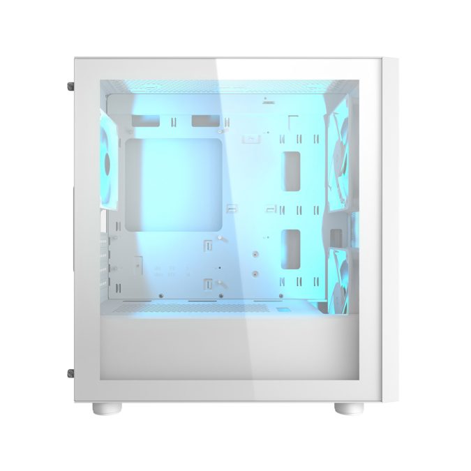 Компьютерный корпус, Cougar, Uniface Mini RGB (White) CGR-55C9W-RGB, Micro ATX/Mini ITX, USB 2*3.0/1*2.0, HD-Audio+Mic, Кулер 2*14см ARGB/1*12см ARGB, Высота процессорного кулера до 160 мм, Длина VGA до 340мм, 2*3.5"/2+2*2.5", Толщина 0,6мм, 422x210x390мм, Без Б/П, Белый
