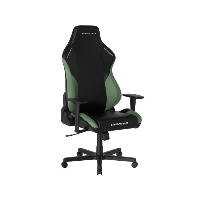 Игровое компьютерное кресло, DX Racer, GC/LHE23LTA/NM, Hammer series, Рекомендуемый рост: до 190 см, Рекомендуемый вес: до 115 кг, Эко-кожа, Угол наклона до 135°, 3D подлокотники, Нейлоновая основа кресла, Механизм качания: топ-ган, Черно-зеленый