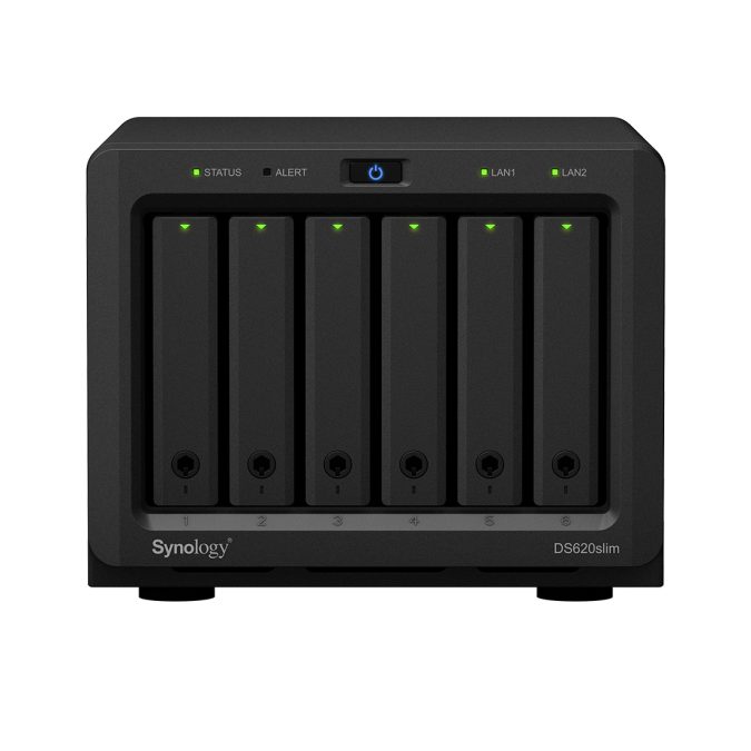 Система хранения данных (сервер), Synology, DS620slim, 6-bay, Intel Celeron J3355, 2GB RAM, RJ-45 1GbE, 2x65W