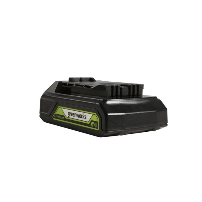 Аккумулятор с USB разъёмом, Greenworks, G24USB2(2939207RU), 24 V, 2 Ач, Напряжение 100% заряда 24 V, Ёмкость 2 Ач, Номинальная мощность 630 Вт, Энергоёмкость 43,2 Вт*ч, USB-A 5V – 1 A, Масса без упаковки 0,44 кг, Время заряда , - от ЗУ ток 2 А 60 мин, - от ЗУ ток 4 А 30 мин.,Черный/зелёный
