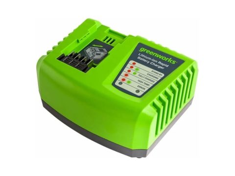 Быстрое зарядное устройство, Greenworks, G40UC5(2945107RU), 40V, 5.0 А, Вход 220-240 В, 50-60 Гц, 1.5 А макс., Выход 40 В, 5.0 А, Масса без упаковки 0,68 кг, Время заряда , - АКБ 2.0 Ач 24 мин , - АКБ 4 Ач 48 мин , - АКБ 5 Ач 60 мин, - АКБ 8 Ач 96 мин.,Черный/зелёный