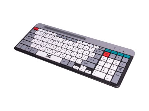 Клавиатура, XG, XK-550OGB, Ультра-тонкая, Беспроводная 2.4ГГц, Bluetooth 5.0, Кол-во стандартных клавиш 104, Анг/Рус/Каз, Серый