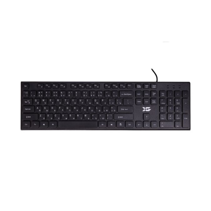 Клавиатура, XG, XK-300UB, Ультратонкая, USB, Кол-во стандартных клавиш 104, Анг/Рус/Каз, Чёрный