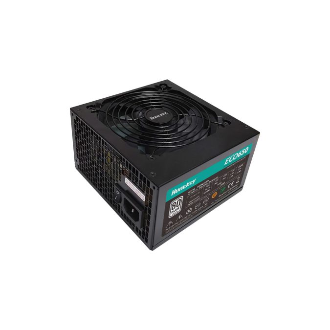 Блок питания, Huntkey, ECO650, 650W, ATX, APFC, 20+4 pin, 2*4+4pin, 3*Sata, 3*Molex, 2*PCI-E 6+2 pin, Вентилятор 12см, Кабель питания, Чёрный