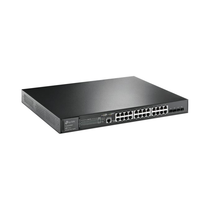 Коммутатор, TP-Link, SG3428XMP, JetStream, управляемый L2+, 24 порта 10/100/1000T, 4 SFP+ слота 10GE, PoE+ бюджет 384Вт