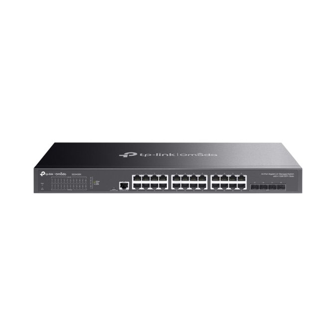 Коммутатор, TP-Link, SG3428X, JetStream 24портовый гигабитный управляемый уровня 2+ с 4 SFP+ слотами 10GE