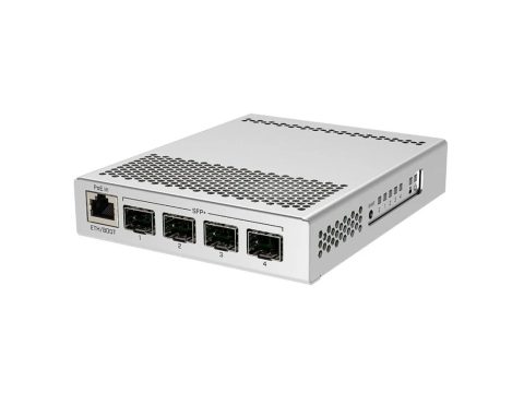 Коммутатор, MikroTik, CRS305-1G-4S+IN, Cloud Router Switch, 1xGigabit LAN, 4 x SFP+ cages, RouterOS/SwitchOS (dual boot), metallic desktop case, PSU, PoE-IN 802.3af/at, -40°C to 70°C