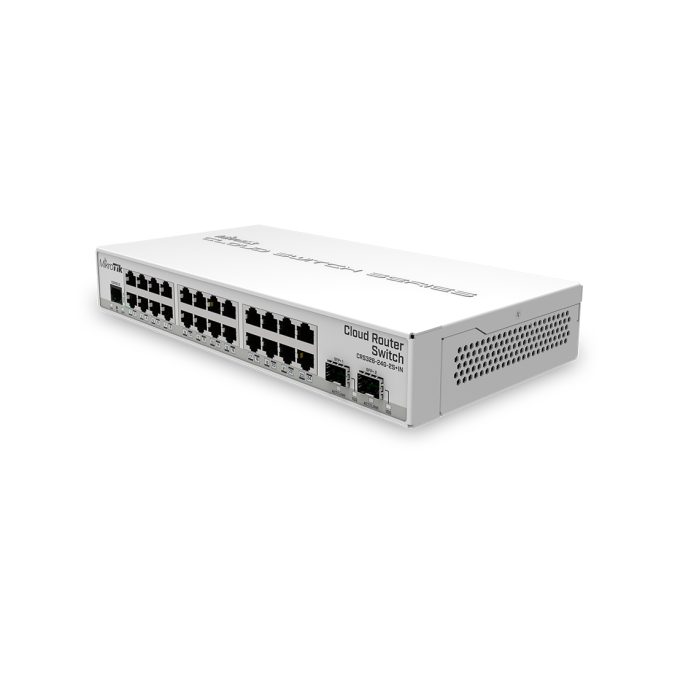 Коммутатор, MikroTik, CRS326-24G-2S+IN, Cloud Router Switch, 24xGigabit LAN, 2xSFP+, PoE in -Passive PoE, RouterOS/SwitchOS (dual boot), desktop case, -40°C to 60°C