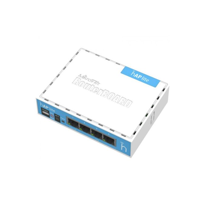Беспроводной маршрутизатор, MikroTik, RB941-2nD, hAP lite, 4xLAN, 802.11b/g/n, N300, 2.4 GHz, RouterOS, desktop case, -20°C to 60°C