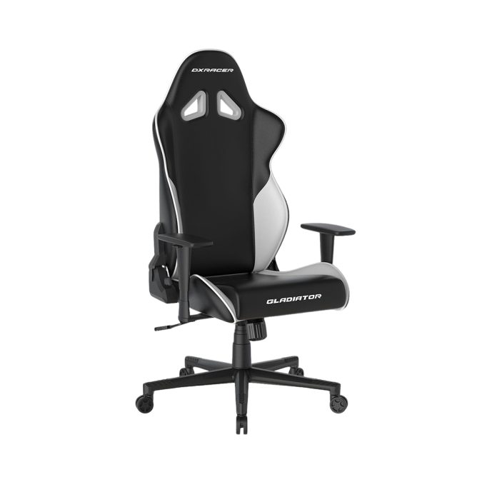 Игровое компьютерное кресло, DX Racer, GC/LGN23LTCLTA/NW, Gladiator series, Рекомендуемый рост: до 190 см, Рекомендуемый вес: до 115 кг, Эко-кожа, Угол наклона до 135°, 3D подлокотники, Нейлоновая основа кресла, Механизм качания: топ-ган, Черно-Белый